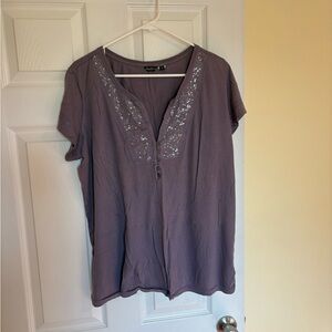 Eddie Bauer Lavender Embellished Shirt